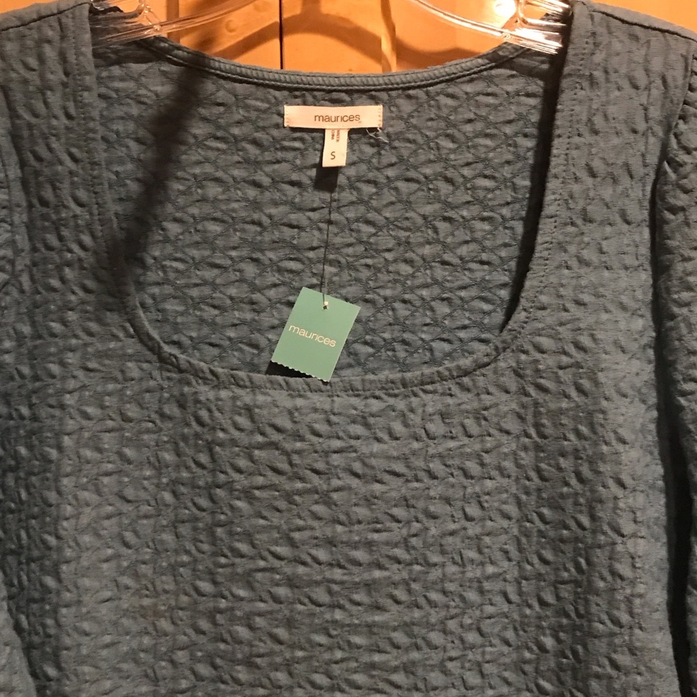 New Maurices Teal Long Sleeve Textured Top - Picture 3 of 6